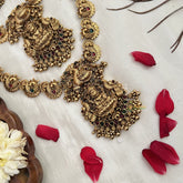 Vriksham Elegant Gold Plated Lakshmi With Peacock Bridal Set-Gold Bead-G19185